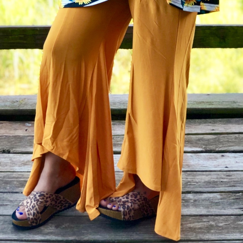 Mustard High-Low Pants - Picture 3 of 4
